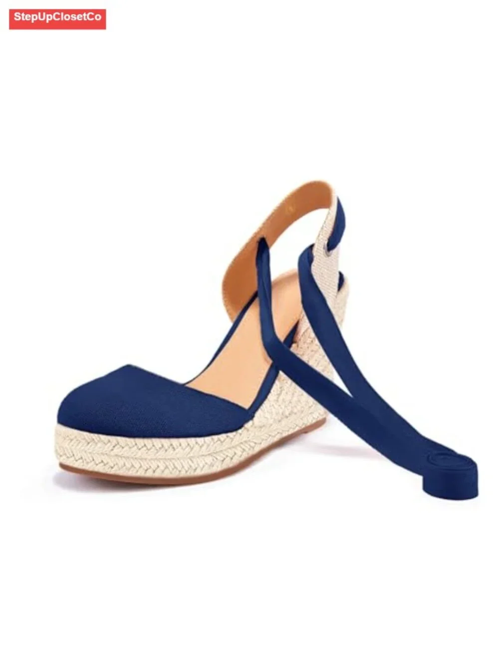 Womens Espadrilles Wedge Sandals Platform Closed Toe Ankle Strap Lace Up Suede